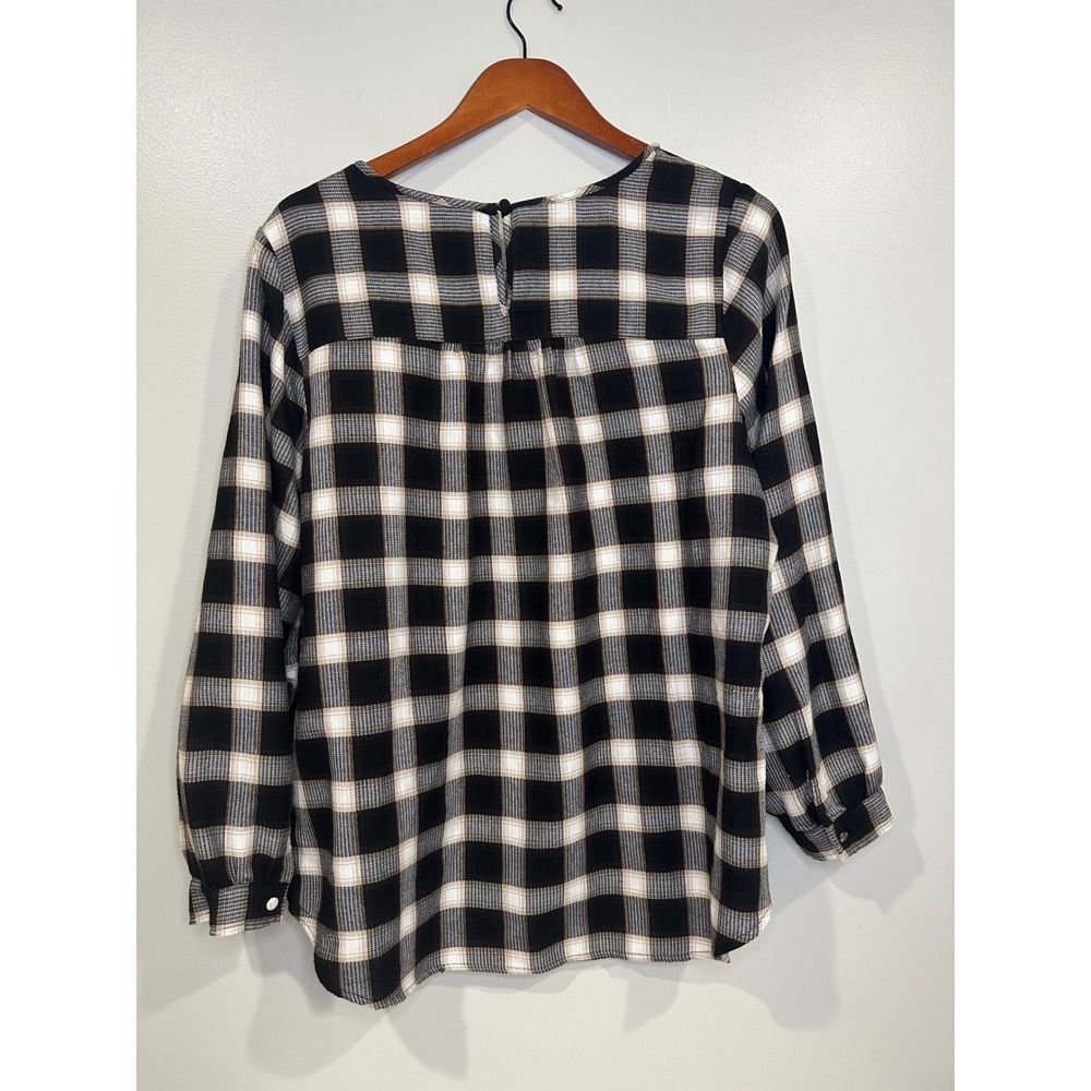 CJ Banks Women's Plaid Long Sleeve Button Back‎ Top Size 1X Academia preppy - Picture 2 of 11
